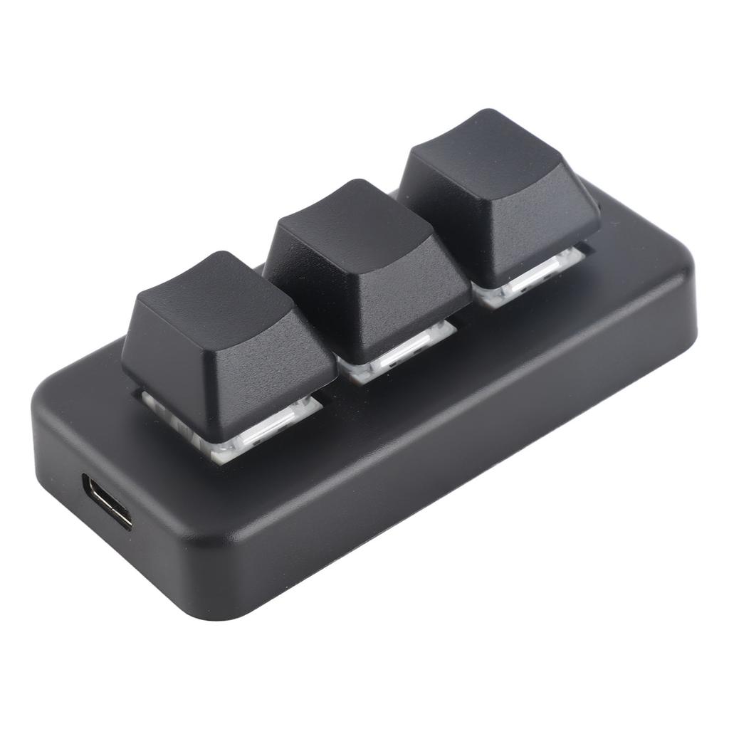 3 Key Keypad RGB Backlit 3 Keys USB Interface Mini Mechanical Programmable Plug and Play Macro Keypad for Computer