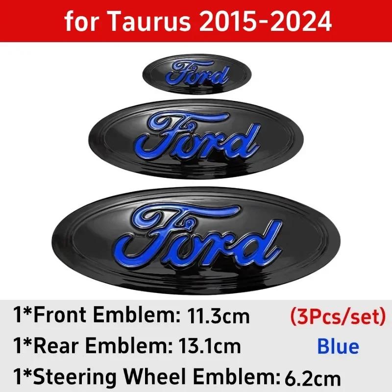 Car Sticker 3pcs Badge for Ford Taurus Equator Explorer Escape ST Kuga Mondeo Focus Edge Car Front Rear Logo Steering Wheel Cove