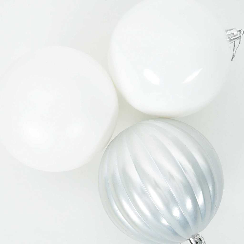 XL Christmas Ornament Set 9 pcs White Plastic