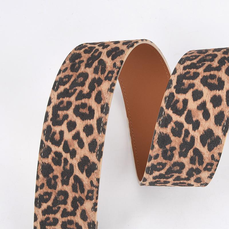 Women'S Belt Personalized Leopard Print Wide Waist Seal High-End Leather Dress Decorative Belt Women