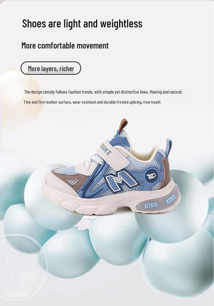 Spring Kids' Breathable Mesh Velcro Light-Up Shoes for Boys & Girls