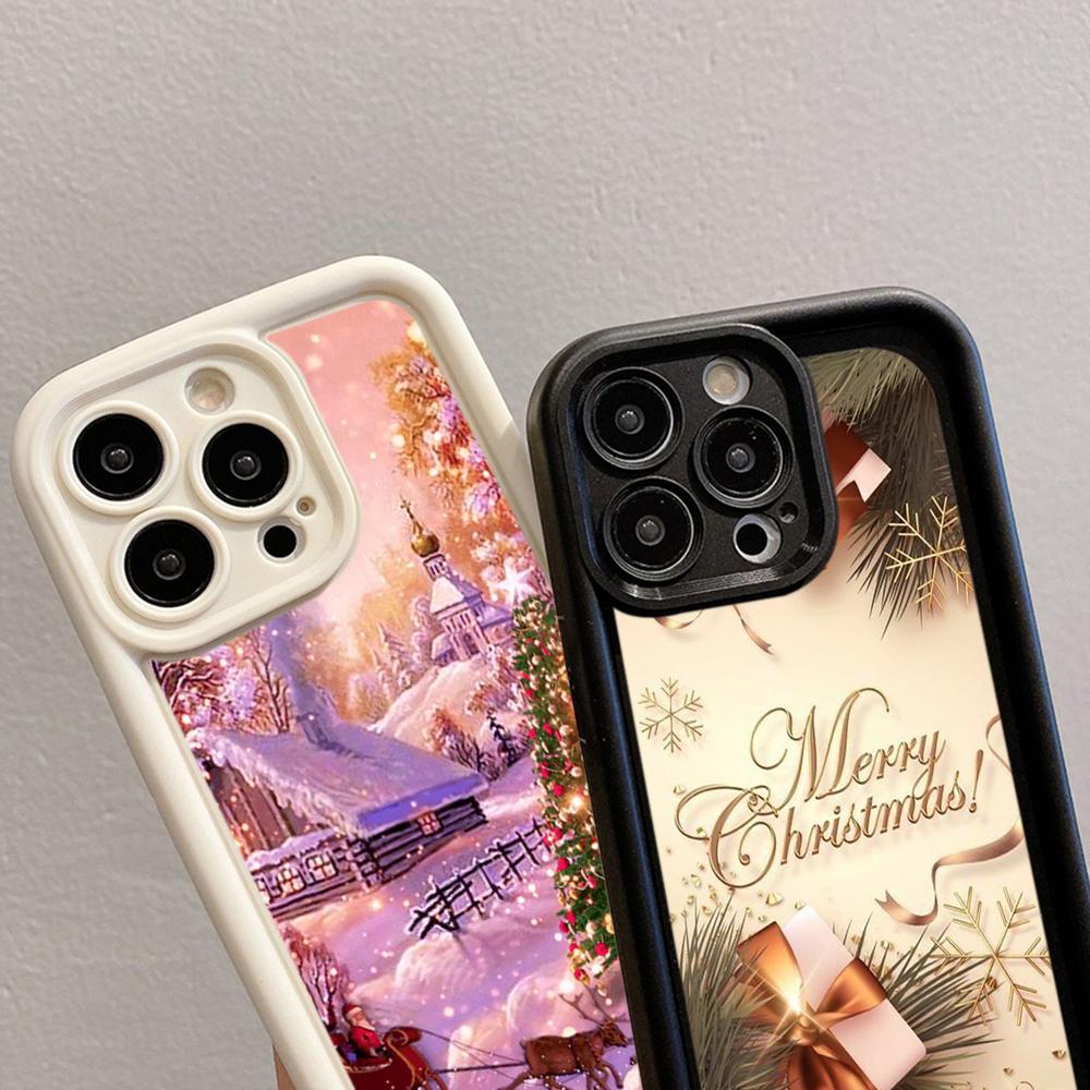 N114 Merry Christmas Desig Art Happy New Year Soft Angel Eyes Phone Cases for SamsungS23 S24 Ultra S21 A54 A34 A13 A14 A06 A24 Realme Shockproof Cover