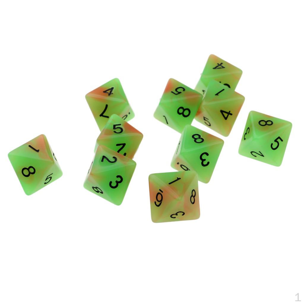 D8 Sets Speckled - 18mm 8 Sided Die 10 Block Of Green+Orange