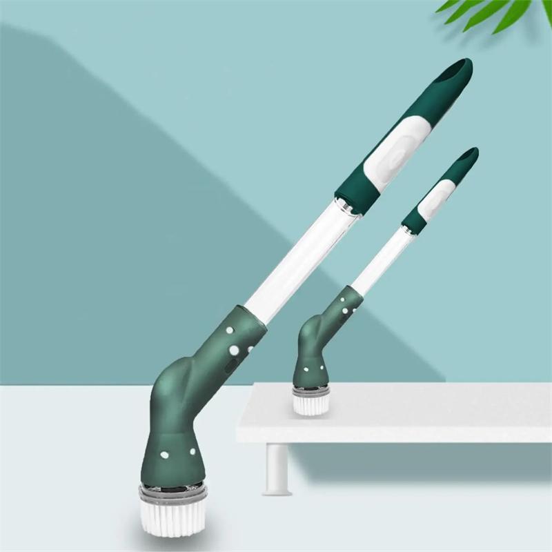 Electric Spin Cleaning Brush With 5 Replaceable Brush Heads And Adjust Electric Handle Power Kitchen Bathroom Cleaning Gadgets