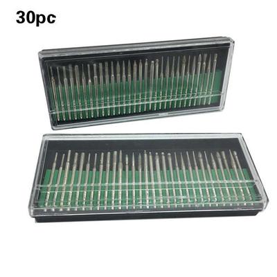 30Pc/Set Diamond Grinding Burr Needle Point Engraving Carving Polishing for Glass Jade Stone 3mm Nail Enhancement Drill Bit Tool