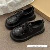 British style big head small leather shoes women's autumn black lace-up loafers retro single shoes