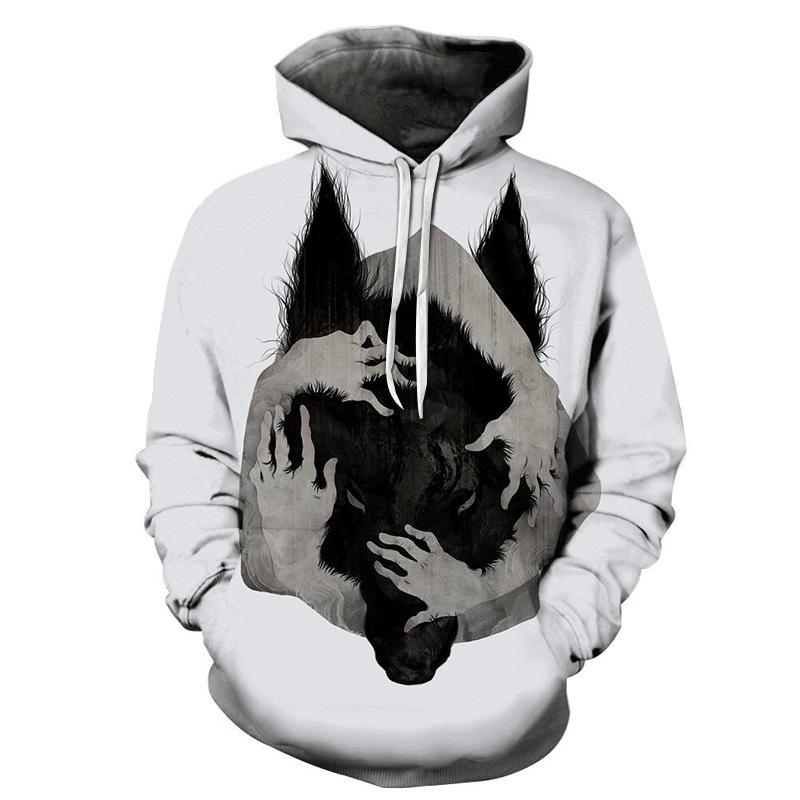 3D Sweater Digital Printing Personalized Wolf Head Pullover Hoodie Casual Sweater