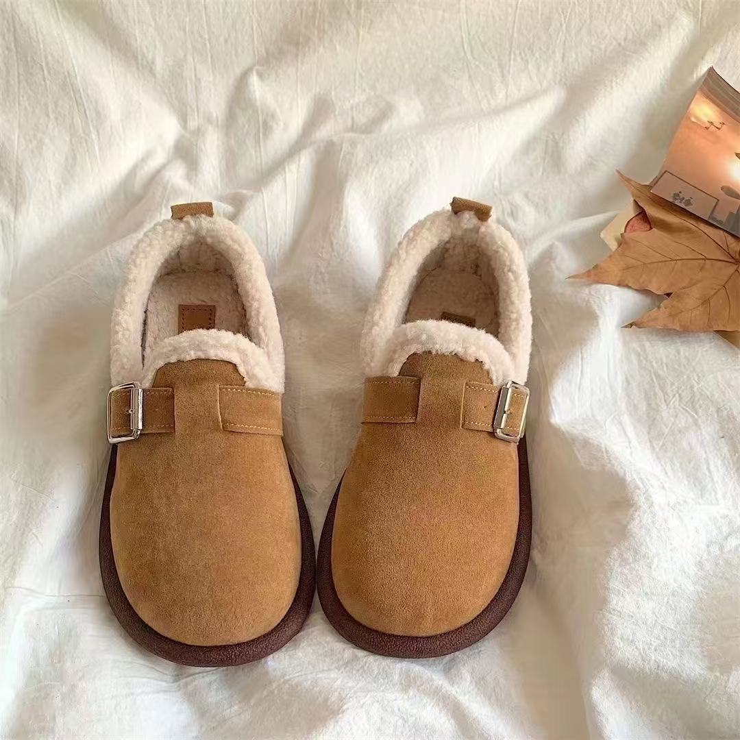 Винтажные Maillard Birkenstocks женские осенне-зимние новые мягкие пушистые туфли теплые хлопковые туфли-хлеб 36