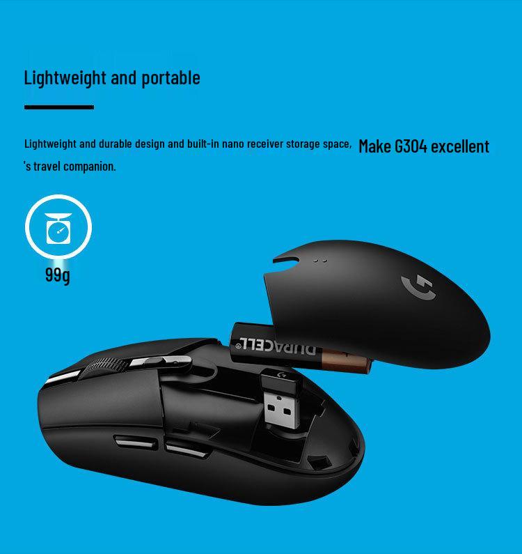 Logitech G304 Wireless Gaming Mouse - Lightweight and Portable for Laptops and Desktops.