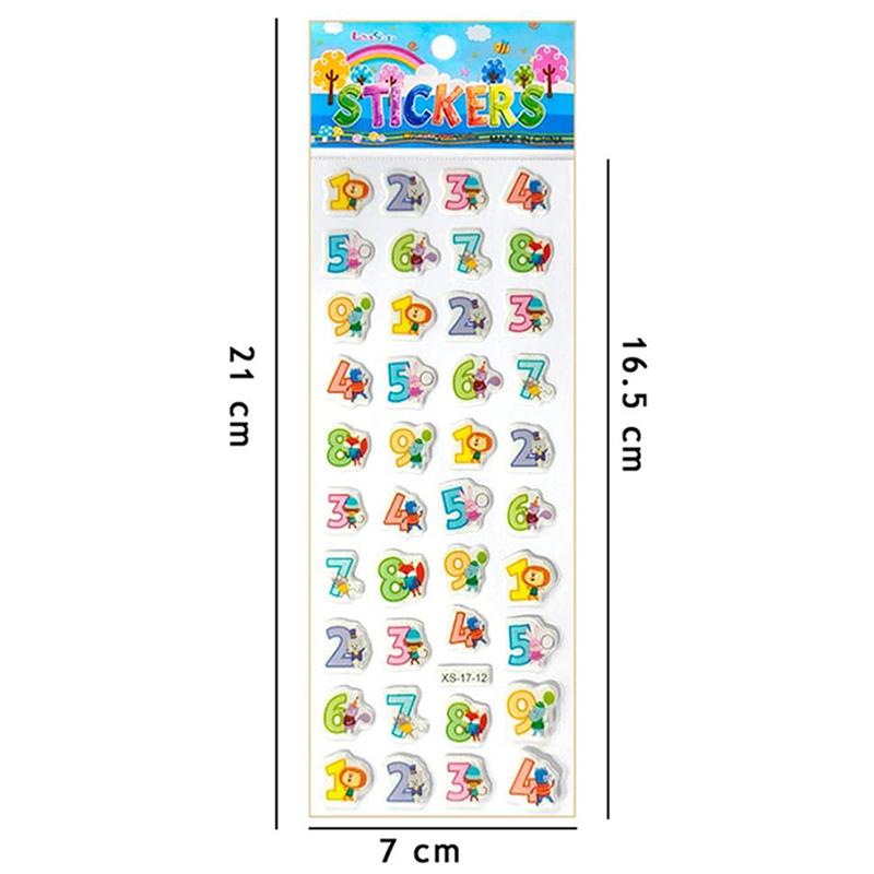 6/12pcs 3D Bubble Stickers Cartoon Numbers and Letters Various Styles Reusable Children Sticker Toys Birthday Gift for Boys TMZ