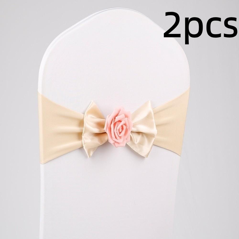 2pcs Vintage Satin Chair Sashes Band Multicolor Chair Back Flower Durable Chair Bow Tie Birthday
