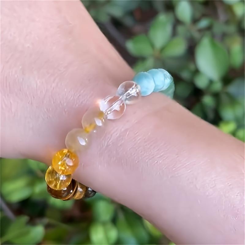 1PC Explosive Natural Green Dongling Citrine Malachite Tiger's Eye Bracelet