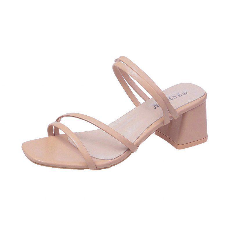 Women's Fairy Style Summer Sandals: 2025 Collection, Outdoor Roman Design, Medium Thick Heel, Korean Style, Two-Way Wear.