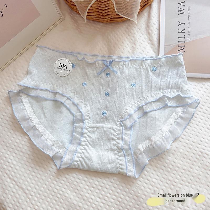 10A Antibacterial Women's Mid-Waist Pure Cotton Triangle Briefs - Soft, Comfortable, Skin-Friendly, Cute, and Sweet Style.