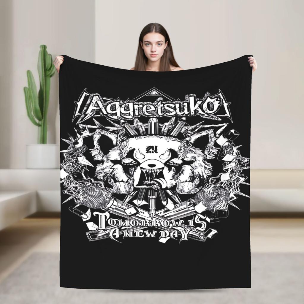 Cartoon Cute Aggretsuko Graffiti  Blanket Quality Warm Soft  Bedding Throws Winter Picnic Couch Chair Sofa Bed Graphic Bedspread