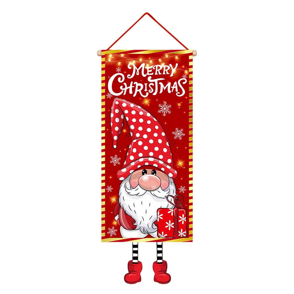 2D Christmas Door Curtain Decorations Santa Claus Snowman Photography Background Decoration Cloth Welcome Door Flag
