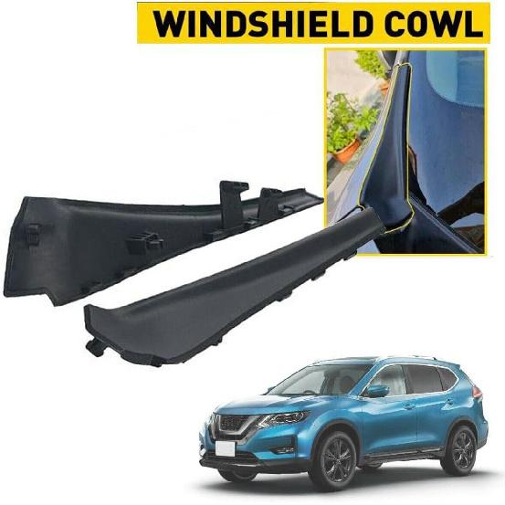 1 Pair Front Windshield Wrap Corner Trim for Nissan X-Trail Xtrail T32 Rogue 2014 2015 2016 2017 2018 2019 2020 Black