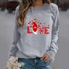 Fashion Womens Loose Valentine's Day Print Round Neck Long Sleeve Sweater Top