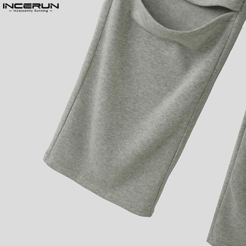 INCERUN Men Elastic Waist Cutout Hollow Long Sport Trousers Sweatpants