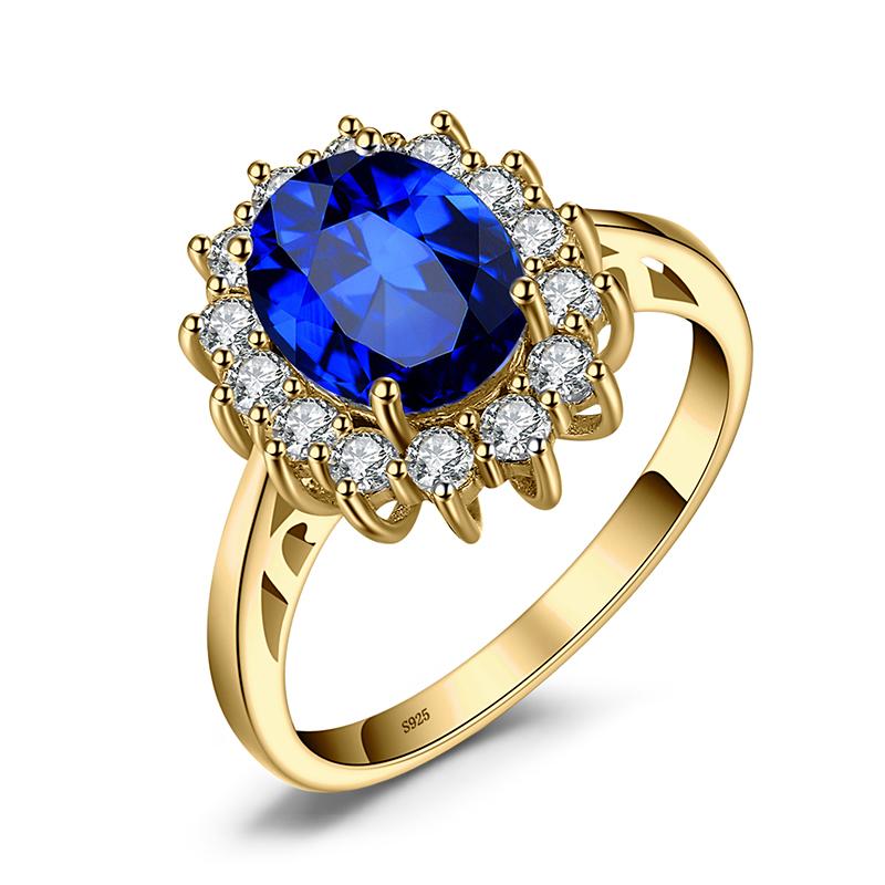 JewelryPalace Prinzessin Diana Kreierter Blauer Saphir 925 Silber Verlobungsring Rubin Natürlicher Amethyst Citrin Blauer Topas