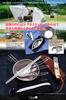 UJack Foldable Single Stainless Steel Cutlery Mesh Type Storage Bag Fork Spoon Knife Connecting Chopsticks Carabiner Set 6-Piece