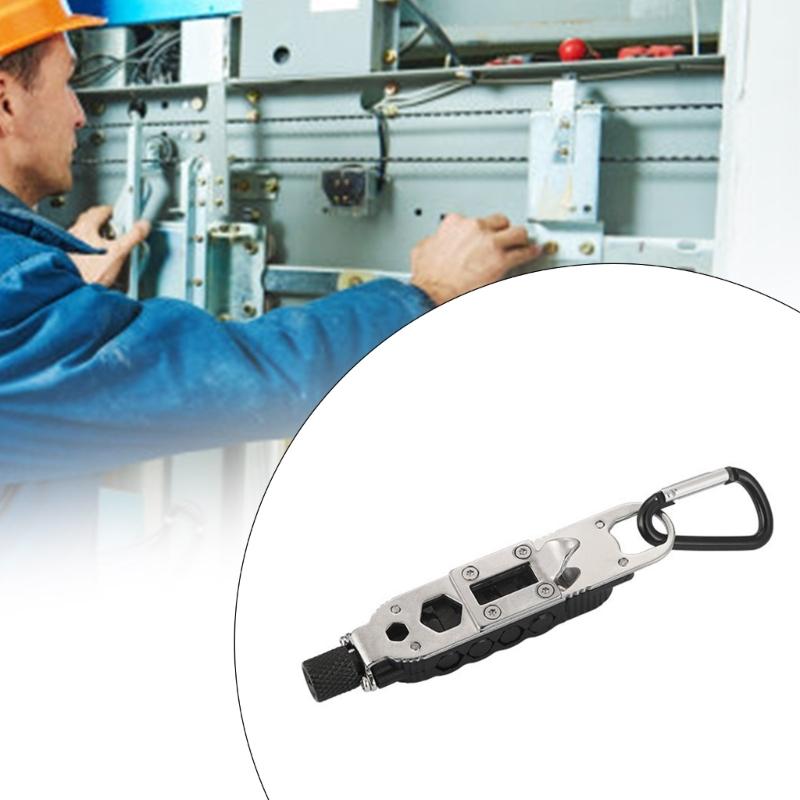 Multi Tool Screwdriver Bit with Carabiner Keychain Multifunctional Gadget Portable Screwdriver Pocket Bottles Opener