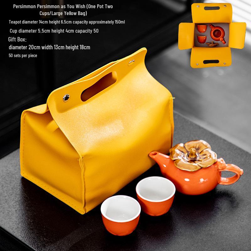 Persimmon Kung Fu Tea Set - Ideal Wedding, Birthday, or Event Gift; Custom Logo Available