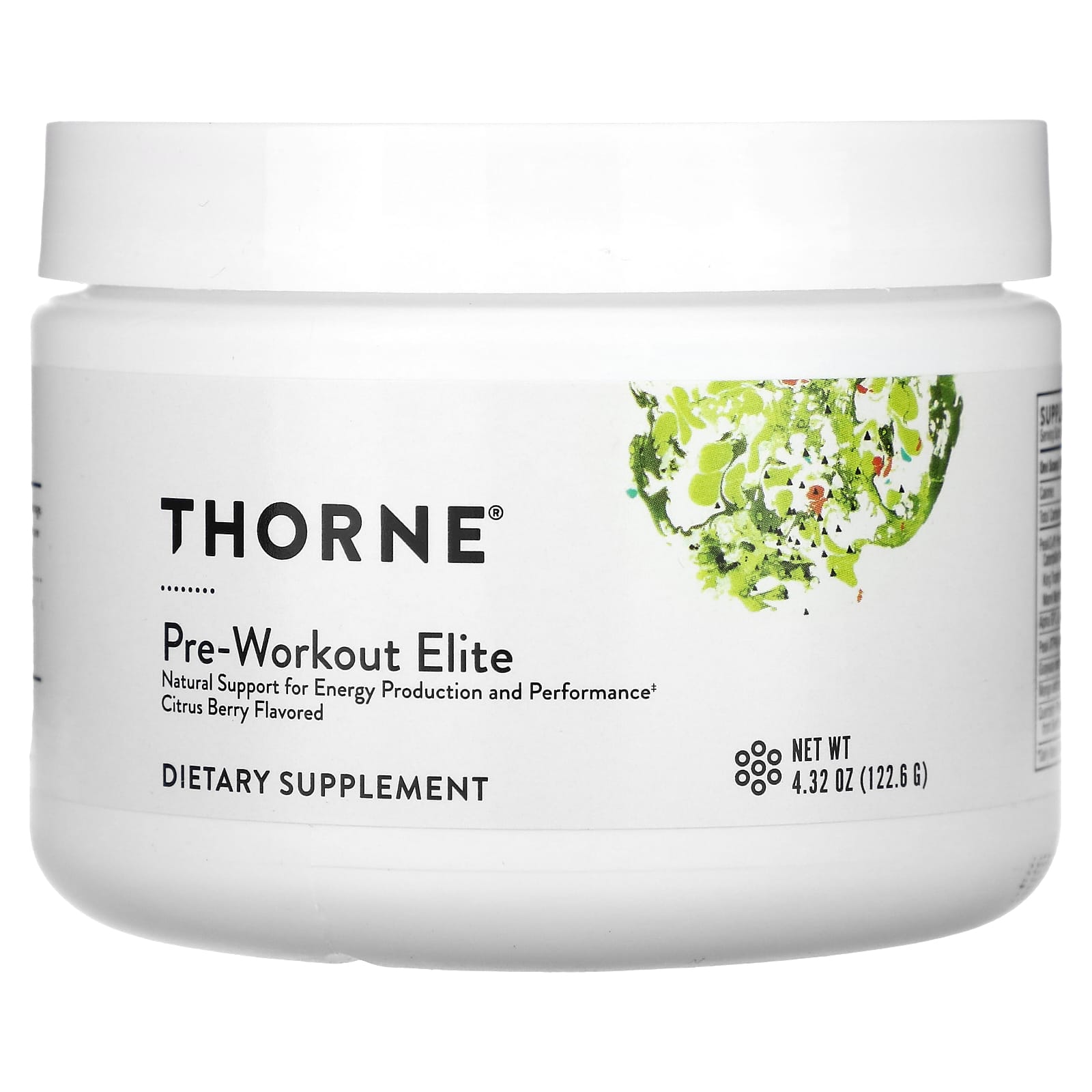 

Thorne, Pre-Workout Elite, Citrus Berry Flavor, 4.32 oz (122.6 g)