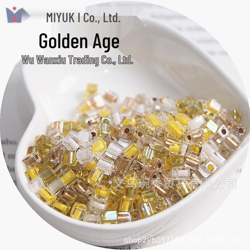 MIYUKI 4mm Transparent Dyed Core Sugar Cube Beads for DIY Bracelets