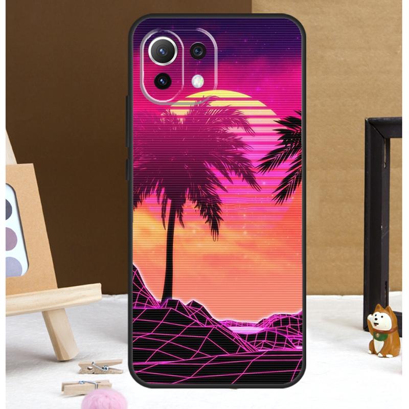 80s Retrowave Neon Palms Tree Case For Xiaomi 13T 14 Pro 11T 12T 12 13 Lite POCO X6 X3 X4 X5 F5 Pro F3 M5s M6 Pro Cover