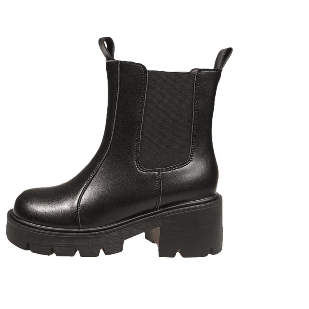 2024 Autumn and Winter New Thick-soled Heightening Martin Boots Women's British Style Small High-heeled Muffin Chelsea Short Boots