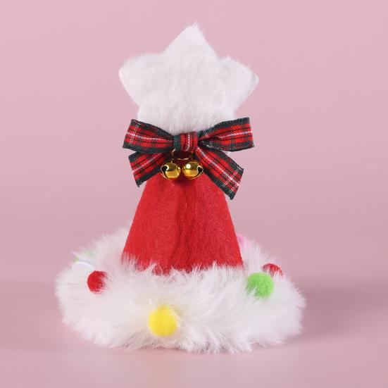 Christmas Pet Scarf Knitted Cat Scarf with Pompom Xmas Trees Santa Claus Scarf Fuzzy Xmas Hat with Star Topper for Festive Party Photo Shoots