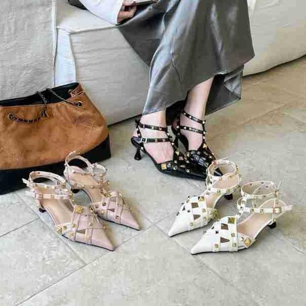 Women s Pointed Toe Thin Heel Cut-Out Stylish Unique Design Sandals - Perfect for Daily Wear 35