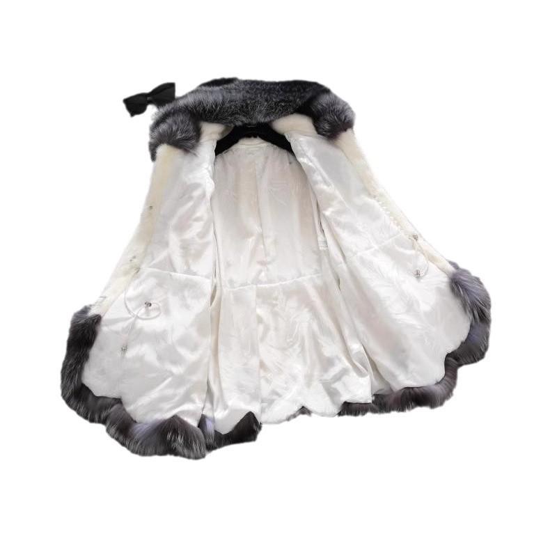 New Arrival Faux Fur Women's White Mink Winter Hooded Coat Jacket