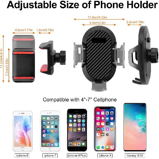 Upgraded Phone Mount For 2018      Jeep Wrangler JL JLU & Gladiator JT, Multi-Mount Phone Holder Dash Tray System Kit With Extension Arm Metal Rod