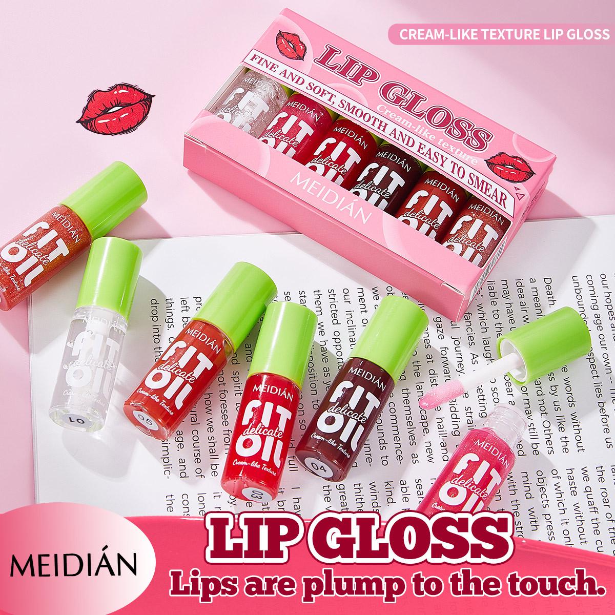 

Meidian Non-stick Lip Glaze Set: 6-Piece Moisturizing, Hydrating, Silky, Lightweight Formula