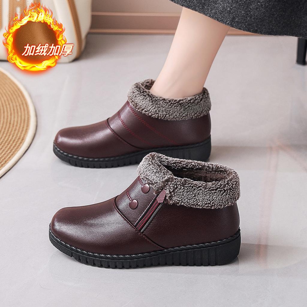 Casual Shoes Cotton Shoes Women's Winter Velvet Warm Snow Boots Cloth Shoes Cotton Medium Non-slip Flat Boots