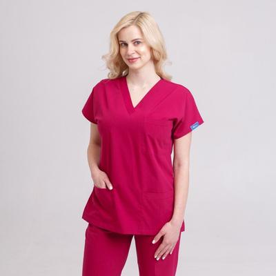 Zweiteiliges Set, medizinische OP-Anzüge, Unisex-Set für Ärzte, Pflegeuniform, Oberteile + Hosen, V-Ausschnitt, kurze Ärmel, dünner Tericoton-Stoff