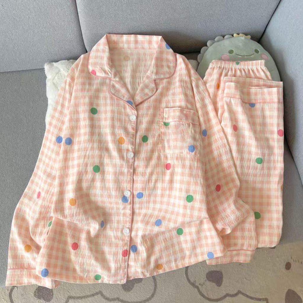 2025 Frühling/Herbst Niedliches Wolken-Baumwoll-Pyjama-Set für Mädchen - Langarm & Hose, Tragbar im Freien