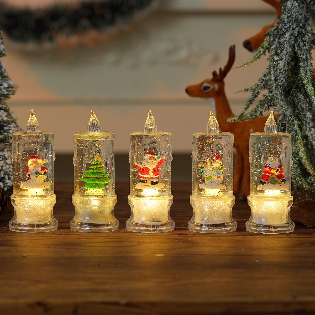 

Рождественское украшение в виде светящейся свечи, наполненной водой