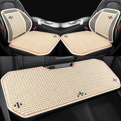Universal Wood Bead Lumbar Support Car Seat Cushion Set - Cooling, Breathable, All-Season