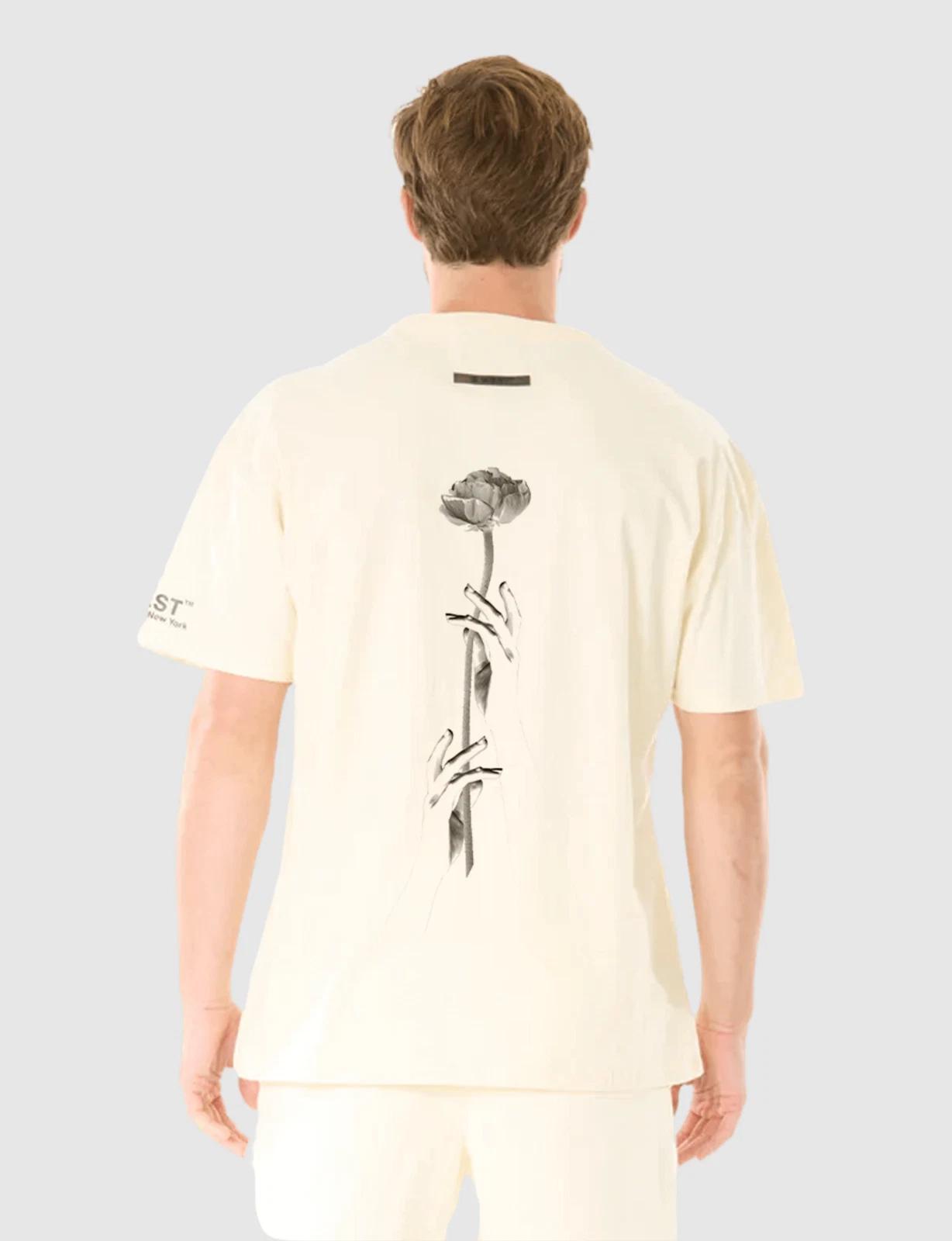 G WEST FLOWER HAND T-SHIRT - CLOUD CREAM S