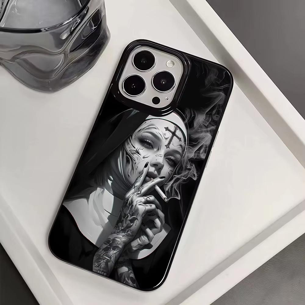 Fashion Smoking Nun Phone Case For iPhone 17 Air 16 15 14 13 12 11 Pro Max Plus Mini SE2020 2022 Anti-Fingerprint Sturdy Cover