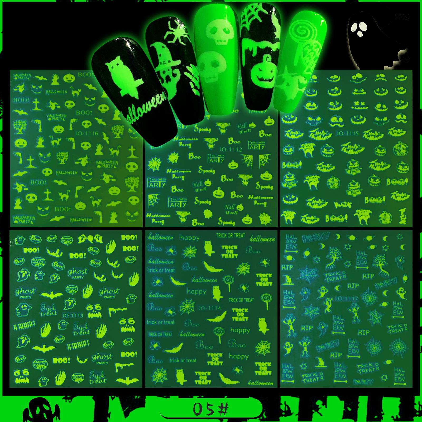 

Наклейки для ногтей, Хэллоуин Призрачный Череп Мультфильм Наклейки для ногтей Наклейки для ногтей