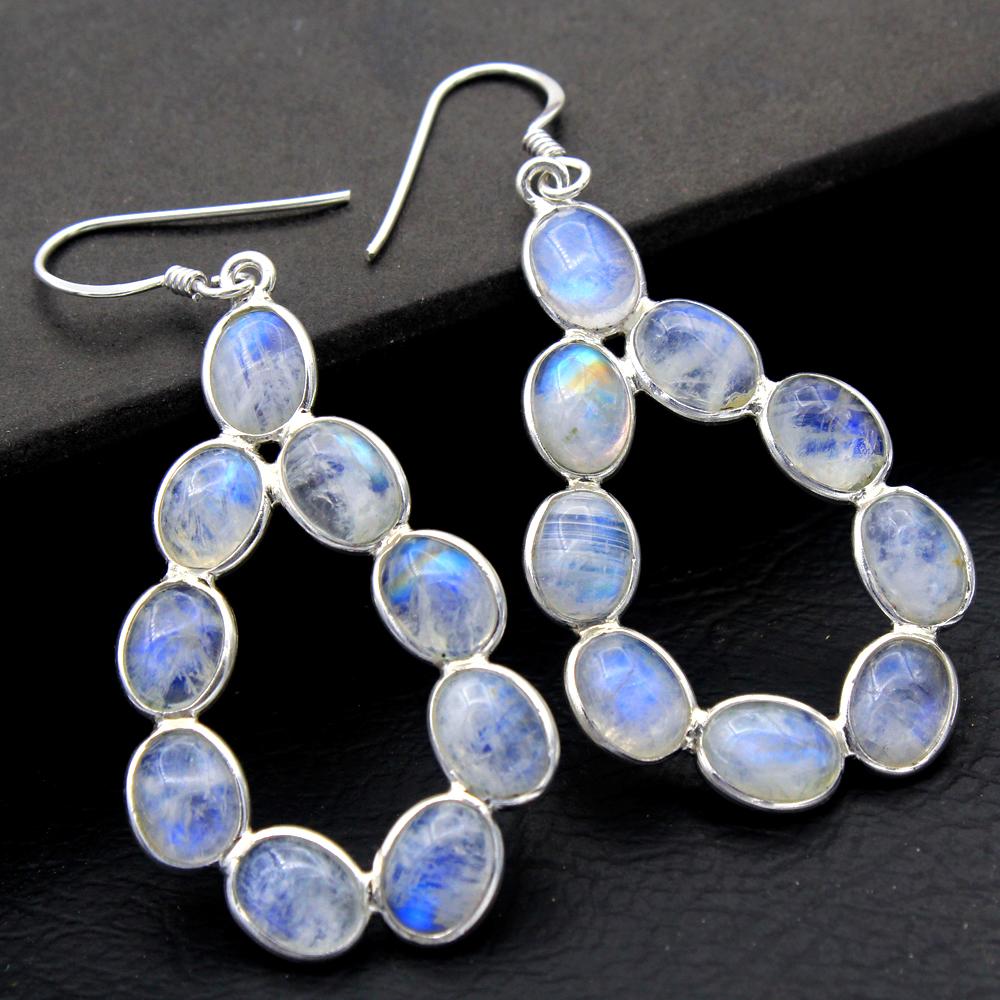 Mondstein Silber Ohrring, Geschenke für sie, 925 Sterlingsilber handgefertigter Schmuck, Silberohrring