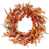 Harvest Wreath With Pumpkins Berries Vine Circle Halloween Thanksgiving Door Decor