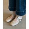 Flat-bottomed French temperament round head one-word buckle Mary Jane shoes women's retro shallow mouth ballet shoes