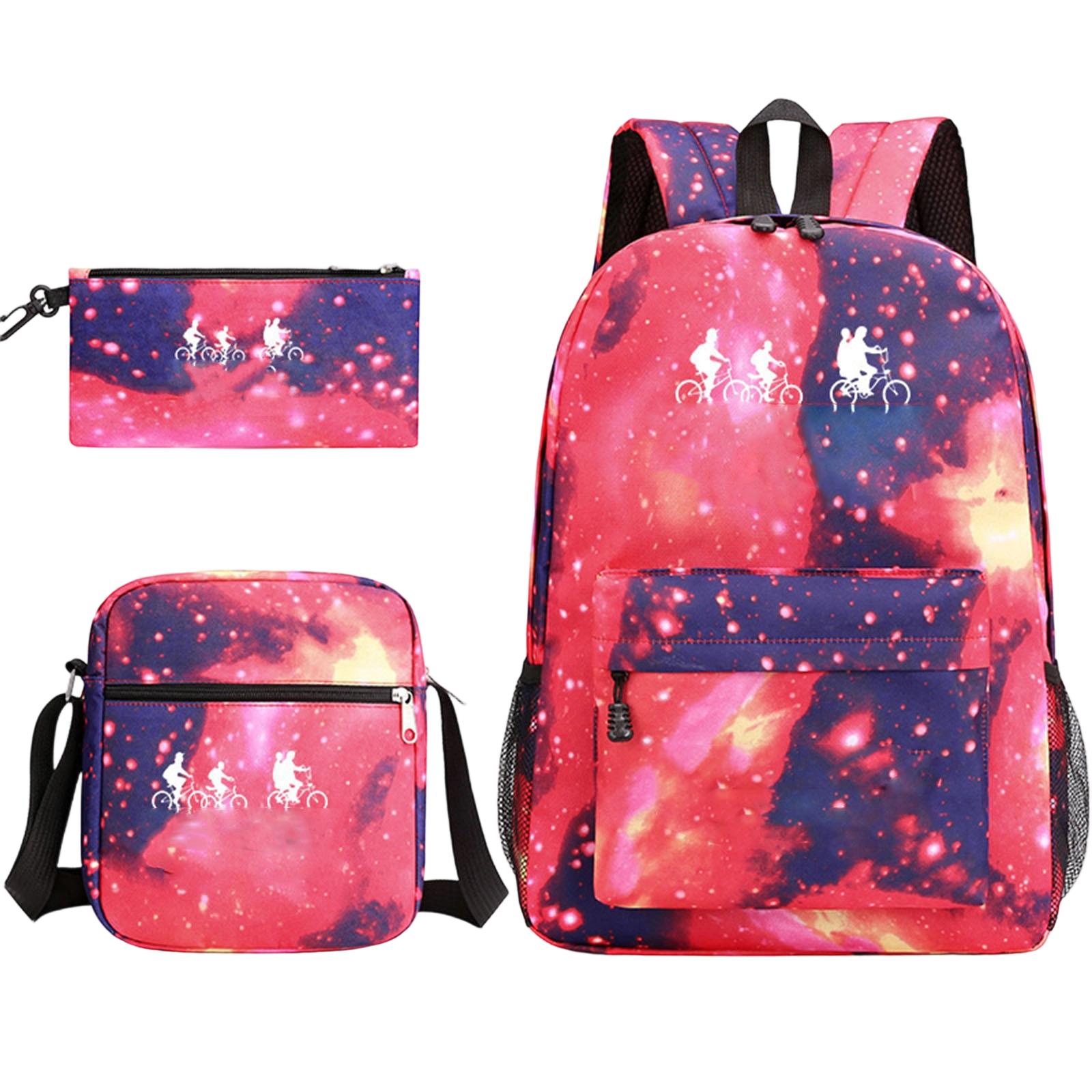

Three Piece Backpack Set, Student Backpack, Large Capacity Backpack One Size красный