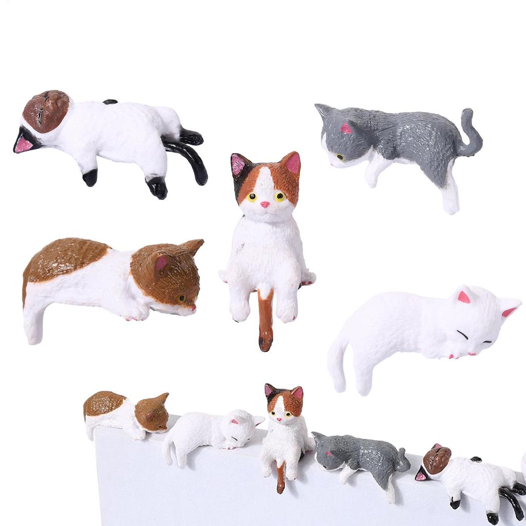 5 Pieces Healing Anti-Loneliness Cat Figurines Resin Desktop & Car Companion with Non-Slip Base Creative Gift for Birthdays