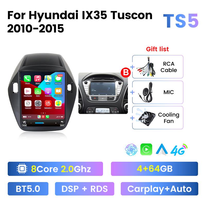 Compatible with 2010-2015 Hyundai IX35 Vertical Screen Android Navigation System for Reverse Imaging.